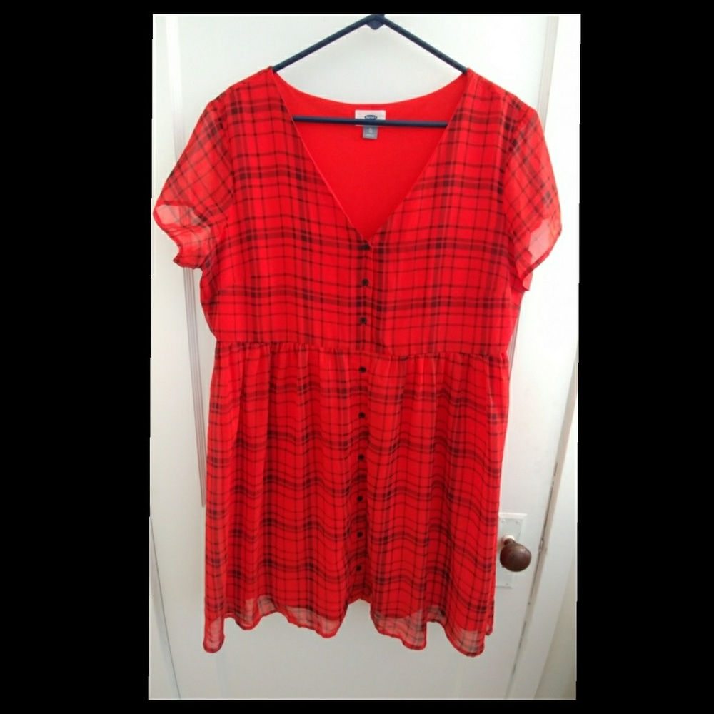Red plaid dress, size XL